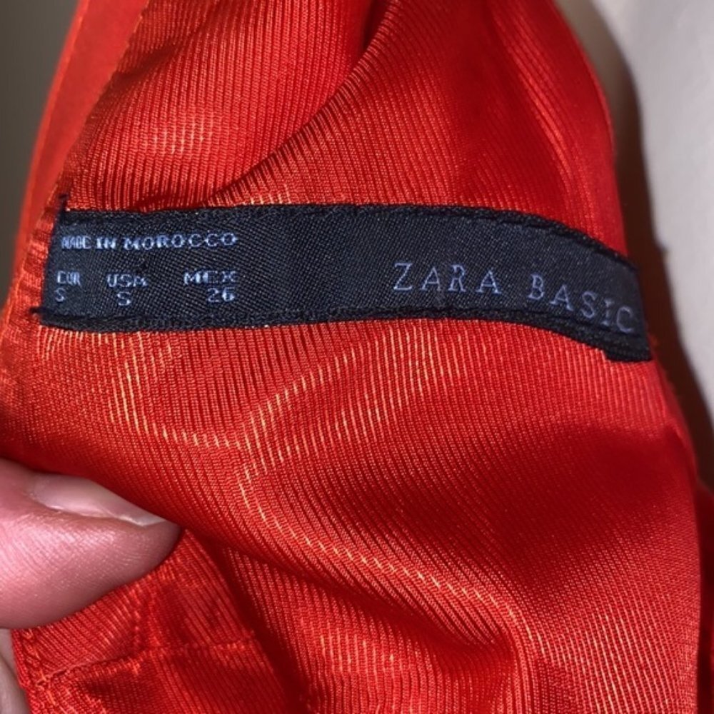 Zara Basic Red Orange Open Back Sheath Dress (Siz… - image 6